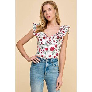 Floral Printed Ruffle Bodysuit
